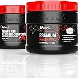 WaveX Heavy Hard Cut Rubbing Compound Plus Medium Cut And Final Finish Low Cut High Gloss With Car Polish Premium Past Wax |Car Care Kit (Set Of 4), Multicolor image 1