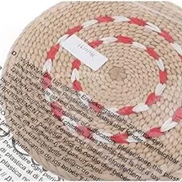 ARTISOUL® 23 Cm Natural Straw Round Pouf Tatami Cushion Floor Meditation Yoga Mat | Handcrafted & Finished Pieces | Needle Arts & Crafts | Woven, Rag & Braided Rugs-image-14