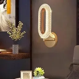 Cruv Golden Metal Wall Light for Living Room, Modern Wall Lamps for Bedroom, Wall Lights for Home Decoration, Bedside Lamp (Crystal Wall Light)-image-7