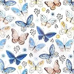 generic Butterfly Gift Wrapping Paper, 27 x 19 inches, 25 Sheets, Blue and Beige Floral Design-picture-61