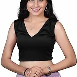 atibha fashion Readymade Stretchable Velvet Blouse for Women, Sleeveless, V Neck-picture-26