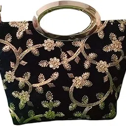 rizart Women Girls Velvet Embroidered Crossbody Sling Bag With Chain Strap-picture-42