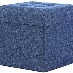 Multipurpose; Luxury Furniture Square Foldable Storage Ottoman Foot Rest Short Children Sofa Stool Bench for Bedroom Home Office X-Large Size (38 X 38 X 38 C.M.) (38 * 38 * 38, Blue)-image-55
