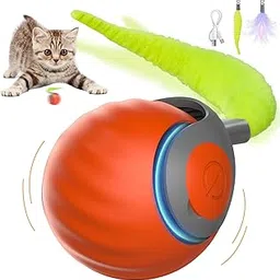 NONENDU Interactive Cat Toys for Indoor Cats, Automatic Speedy Moving Cat Toy Turbo Ball with Tail 3.0 for Bored Indoor Adult Cats, Rechargeable Chase Motion Activated Kitten Toys - Orange-picture-64