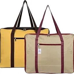 Heart Home Underbed Storage Bag, Wardrobe organizer, Cloth Bag (Yellow & Brown)-Pack of 2-image-16