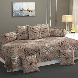 Stylish Threads Heavy Cotton 8 Pieces Diwan Set ||1 Single Bedsheet, 2 Bolster Covers, 5 Cushion Covers || :- Dusty Triangle-picture-28