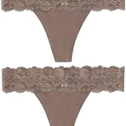 VADIK Women Cotton Underwear Low Rise Panties | Woman G-String Sexy Lace Thong Panty Under Fitted Outfits Bikini Style Underwear-Pack of 2 (in, Alpha, S, Regular, Brown)-image-12