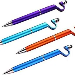 (Pack 4) Mobile Stand for Realme C61 Ballpoint Function Stylus Pen with Mobile Stand Holder Writing Pen Screen Wipe Adjustable Universal Mobile Phone Flexible Clip Holder Pen - (SZ.D)-image-97