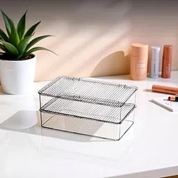 TRENDIVIBE 2-Pack Acrylic Makeup Organizer Transparent Stackable Storage Box with Lid Desk Cosmetic & Skincare Holder 2 Pack S-image-1