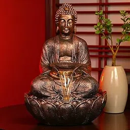 3 Feet Kamal Buddha Water Fountain for Home & Garden|Fiber Buddha Fountain with LED Light|Indoor Outdoor Fountain for Vastu & Positivity (Copper, 3 Feet Kamal Buddha Fountain)-picture-13