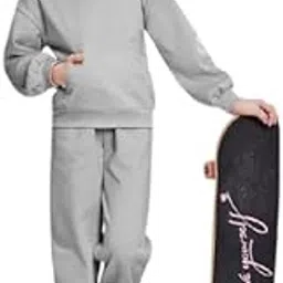 R Cube Kids Girls Velvet Tracksuit Set – Pullover Hoodie & Elasticated Pants – Soft Fleece Blend – Casual & Sportswear(Black,4-5)-image-7