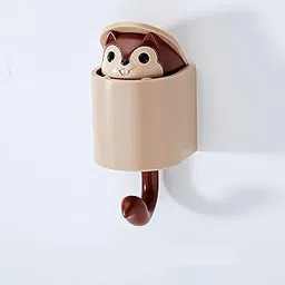 Yindella Plastic Squirrel Wall Hook Key Holder Cute For Hanging Adhesive Shower Towel Hooks For Bathrooms Hat Key Hook Decorative For Wall, Small Keychain Hook (Squirrel Wall Hook Brown)-picture-32