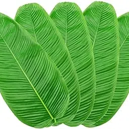S2S Artificial Tropical Banana Leaf, 22 by 11inch,Hawaiian Luau Party Jungle Beach Theme Decorations for Table Decoration Accessories Pack of 5 Pcs-picture-31