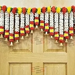 S2S Artificial Mogra Flowers I Heavy Door Hanging with Bell Toran I Bandhanwar for All Festivals Decoration (RED Flower) (Length - 40 Inch)-picture-10