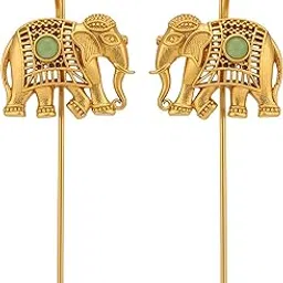 toom thekari Golden Brass Gajanan Bugadi Ear Cuff Earrings for Women | Traditional Maharashtrian Style Earrings | Gold Plated Tribal Boho Jewelry | Handmade Designer Earrings-picture-15