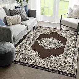 Designer Superfine Exclusive Cotton Carpet/Area Rug/Bedside Runner, Cotton Living Room Carpet, Durries in (Coffee, 6x9 Feet)-picture-21
