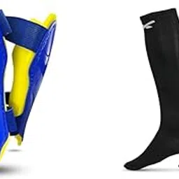 Vector X Football Shin Guard with Adjustable Velcro Strap (L, Brazil),Vector X Plain Blastic Stockings Polyester Blend, Unisex, Knee Length, Pack of 1 Pair Color - Black-image-15