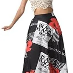 vagisha Long Skirts for Women Floral Print Skirt|American Poly Spandex Casual Skirt for Girls|Summer Skirt|Huge Flare 39Inch Height (No Top Included)-picture-44