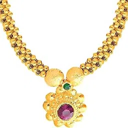 karishma kreations Gold Plated Traditional Maharashtrian Jewellery Thushi style for Girls Women-picture-12