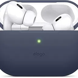 elago Silicone Case Compatible with Apple AirPods Pro 2nd Generation Case Cover (2022), Protective Case, Front LED Visible, Supports Wireless Charging (Jean Indigo)-image-29