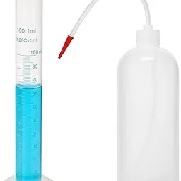 250ml Polypropylene Wash Bottle & 100ml Measuring Cylinder Combo | for Lab Perfume soap candle cosmetic making Liquid Transfer Mixing Lab Plants Household Dispensing scientific Chemistry Use-picture-33