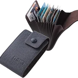 Kuber Industries Wallet for Women/Men | Card Holder for Men & Women | Leather Wallet for ID, Visiting Card, Business Card, ATM Card Holder | Slim Wallet | Button Closure, Blue image 1