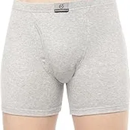 Macroman Valentino Classic Stretch Trunk for Men in Compact Cotton Rib Fabric Trunk Underwear with Fly Open & Anti-Microbial Finish, Grey Melange, M, Pack of 1-image-56