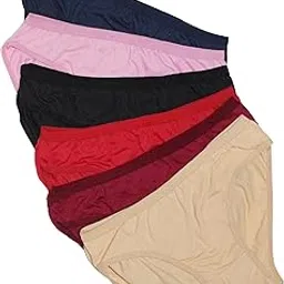 luvreena Pack of 6 Women's Hipster Solid Color Panties, Navy Blue, Pink, Black, Red, Burgundy, Beige-picture-51