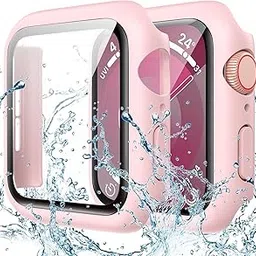 Watch Cover Compatible with Apple Watch Series 9 | 8 | 7 (41mm) | with Glass Screen Protector | (Baby Pink, 41mm)-picture-19