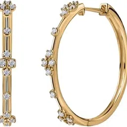 varniya Women's Clover Hoops Earrings | 18K Gold Vermeil Plated 925 Silver with 28 Round Brilliant Stones | Stylish Earrings for Women | Gift for Wedding, Anniversary & Festive Occasions-picture-47