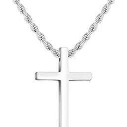 ailetop Cross Necklace - Stainless Steel Black Silver Gold Cross Pendant, Men's 16-24 Inch Rope Chain-picture-19