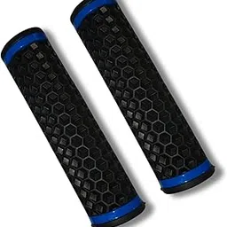 Elysian Handle Grip for Cycle Cube Strip Design 12cm Length, 20mm Inner Dia.| Blue Strips Handles Grips Black Color| Anti-Slip Bicycle Handlebar Grips for Mountain Bicycle BMX MTB -1 Pair image 1