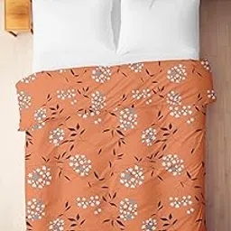 100% Cotton Soft Lightweight Reversible Single Bed Dohar for Bed, AC Dohar, All Seasons 150 GSM, Orange Flloral Print - 1 Pcs-image-60
