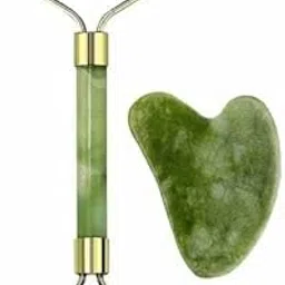 Jade Facial Massage Roller with Gua Sha Stone Set, Natural Green Crystal Beauty Tool (GREEN)-picture-26