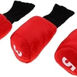 UJEAVETTE 3pcs Long Neck Golf Club Head Cover Wood Headcover for Women Red+Black-picture-43