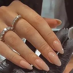 Glossy Almond Press-On Nails Set, Nude Color, 12 Pieces-picture-29