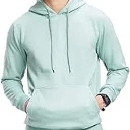 riss Men Solid Fleece Hoodie – Full Sleeve Pullover-RISSSWT02-Aqua-picture-43