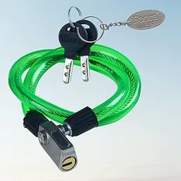 Foora Multipurpose Steel Cable Lock CL-01 Zinc Lock for Cycles, Bikes, Gate, Helmets and Scooters with 2 Ultra Brass Molded Keys (22 inch Approx.) Free Key Chain (Green)-image-13