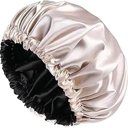 Luxury Satin Bonnet (Big Size- Multicolor) Reversible for Women Curly Natural Hair Blus, Women’s Large Solid Satin Bonnet Silk Imitation Turban Night Sleep Cap (Rose Gold)-picture-19