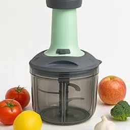 EasyChop Manual Food Chopper for Vegetables, Fruits, Nuts, Onion, Garlic | Handy Kitchen Tool with 4 Sharp Stainless Steel Blades | Durable & Easy to Clean Chopper (600ml)-image-2