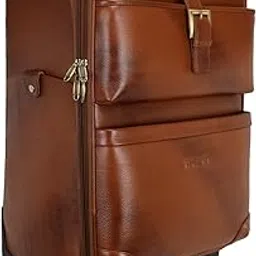HYATT Leather Soft Sided Check-in Trolley Bag (Tan , 52 litres, 64 cm, 4 Wheel's Dimension L=15, W=11, H=24 Inch Weight:3 kg)-image-7