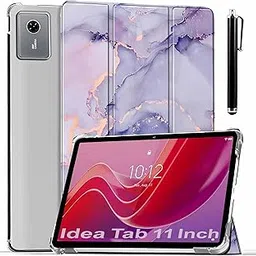 ProElite Case Cover for Lenovo idea Tab 11 inch Cover, Smart Flip Case Lenovo idea Tab 11 inch 2025 Tablet Translucent Back with Stylus Pen, Marble Purple image 1