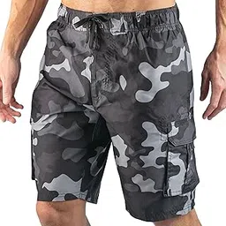 Men's Big Camo Extended Size Swim Trunks, Black, 4X-image-58