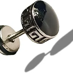 Premium Western Stud Earring for Men and Boys | Silver Tone Black Stud | Latest Traditional Side Designing on Stud, Funky Stylish, Tops | Birthday Gift and Anniversary Gift | Pack of One Stud-image-44