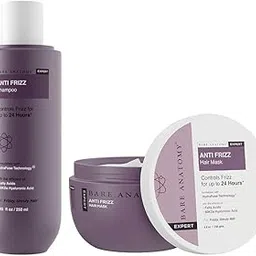 Bare Anatomy Anti Frizz Shampoo + Hair Mask Kit | Frizz Control upto 24 hrs | Powered By Hyaluronic Acid & Fatty Acids | Paraben & Sulphate Free |Women & Men | 250ml + 250g-image-22