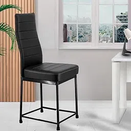 Zidle Bloom Dining Chair Set of 1 for Living Room | Bedroom | Restaurant | Leatheretee Back and Seat Powder Coated Metal Legs (Black) | 1 Year Warranty (Black Leatherette Piece)-picture-12