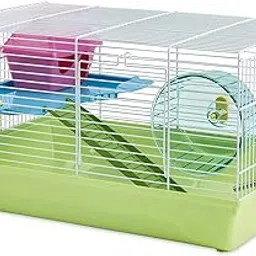 Savic Martha Double Hamster & Guniea Pigs Polyethylene Cage, Cage Contains A House, Two Platforms, Bowl, Exercise Wheel, & Bottle, Fun & Activity Cage for Small Pets, 19 X 12 X 11 Inch - Multicolor-picture-51