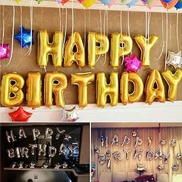 Rozi Decoration Happy Birthday Foil Balloon Gold Pack of 13 Letters-image-17