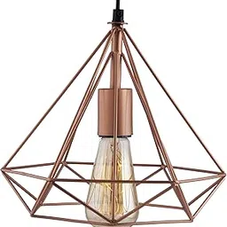 Homesake Pendant Light Diamond Cage Copper Edison Filament Hanging Ceiling Lights, for Living Room | E27 Holder, LED Filament Bulb,40Watts-picture-33
