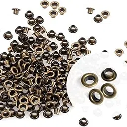 Bhavya Enterprises Grommet Eyelet Hole Rivets, Set of 100 | 3MM Hole Round Metal | Craft DIY| Self-Backing Eyelet | Scrapbooking Shoes (Antique Brass)-image-53